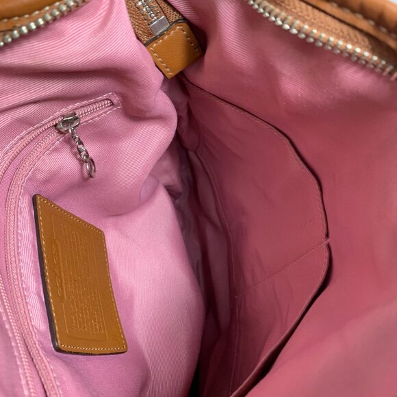 COACH F10944 Signature Logo Jacquard Suede Pink Shoulder Crossbody Bag + Tag - Picture 11 of 13